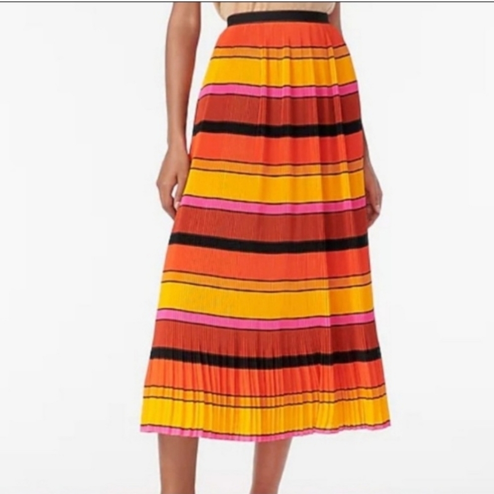 J.Crew multi-stripe Pleated Long Skirt